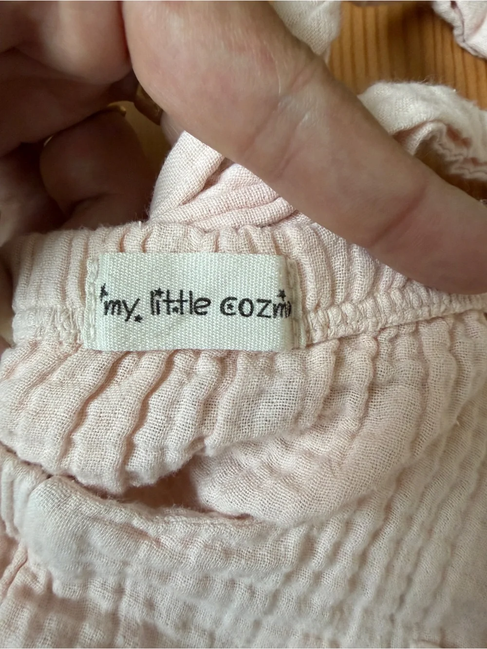 My Little Cozmo Muslin Baby Pink Gauze Romper 6-9M Embroidered Face Barcelona